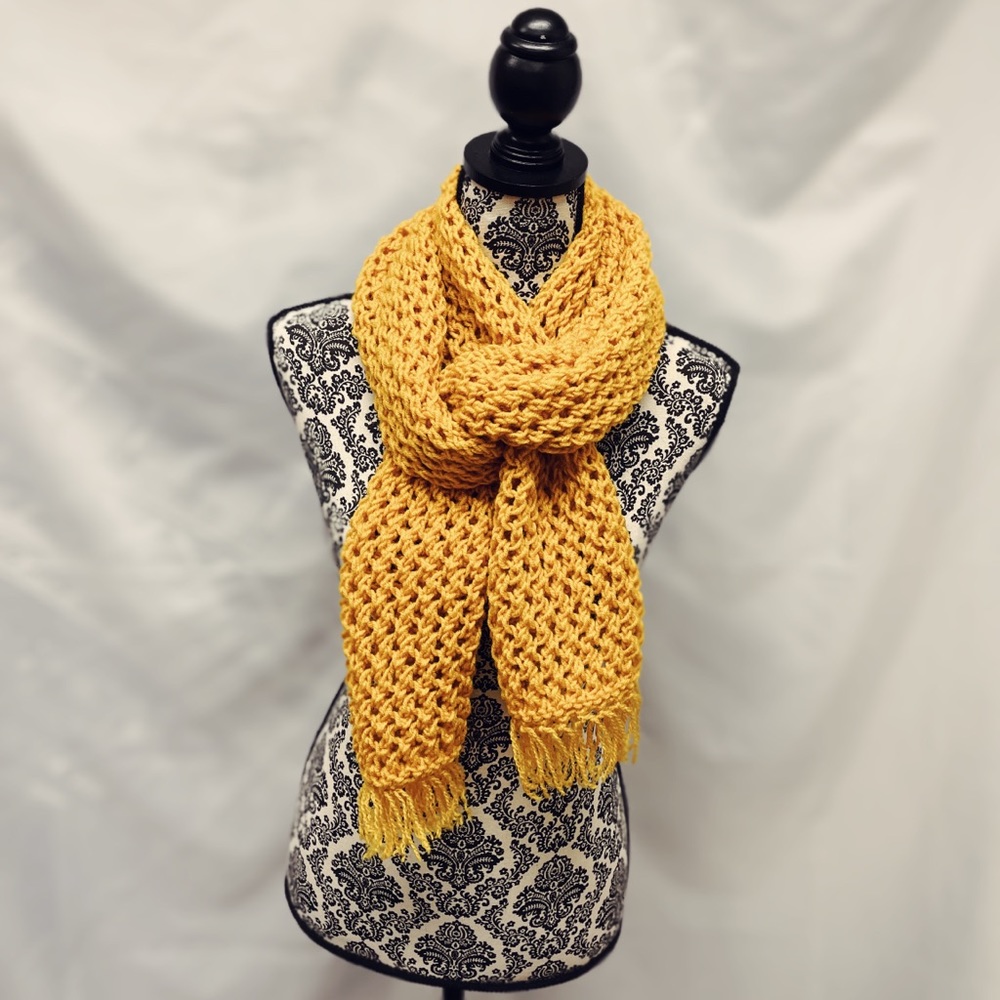 Handmade hand knit scarf - cream